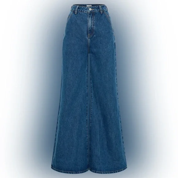 MESHKI Jen Wide Leg Flare Denim Jeans - Picture 10 of 10